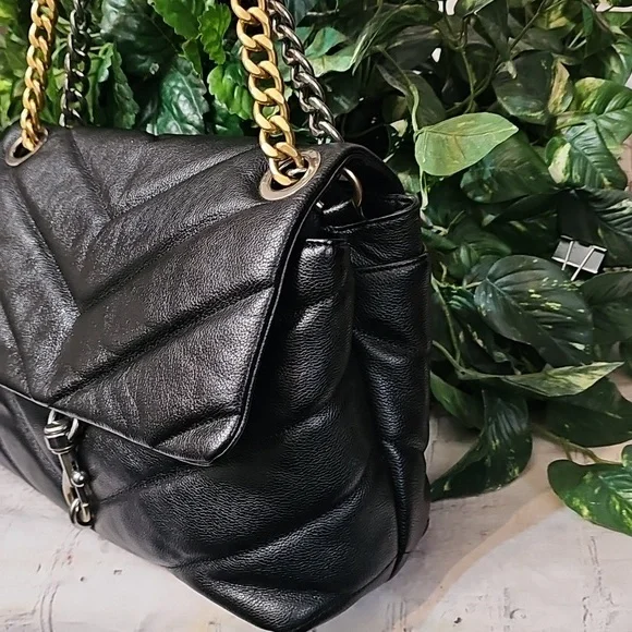 Rebecca Minkoff NWT 2 Faced Edie Black Maxi Quilted Chain Crossbody/Shoulder Bag - Picture 5 of 16
